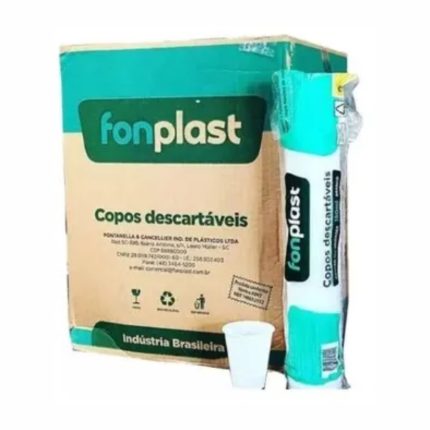Copo Plástico Descartável Fonplast Branco 180ml C/100  (PS) 12226