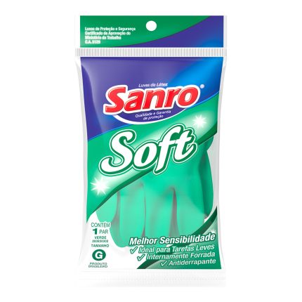 Luva Latex forrada Sanro Soft Verde grande 09373